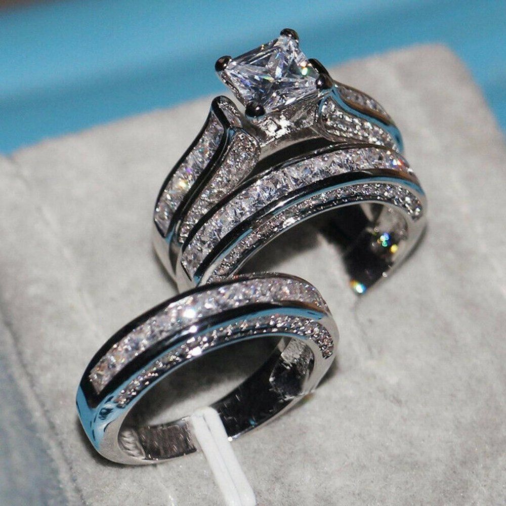 PRINCESS CUT WEDDING RING - Picture 6 of 6